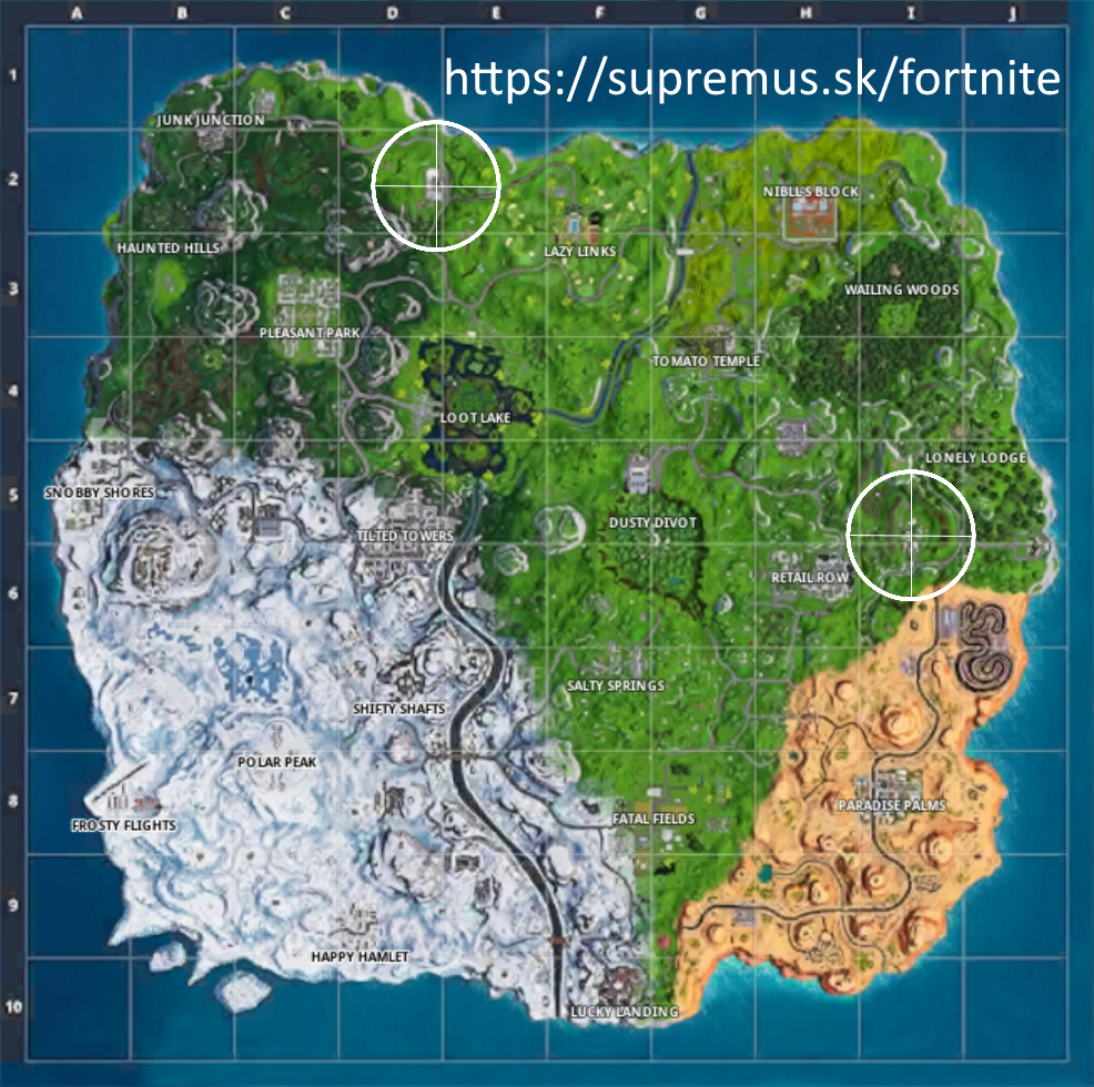 FORTNITE game - Season 7 Overtime Challenges - Fortnite map with Search chests or ammo boxes at a motel or an RV park