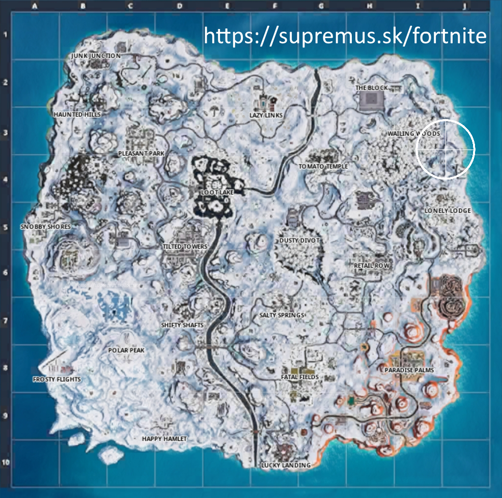 FORTNITE game - Week 8 - Fortnite map with Search between a mysterious hatch, a giant rock lady and a precarious flatbed