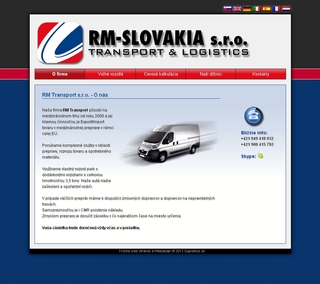 Web site RM Transport - Transport and Logistics